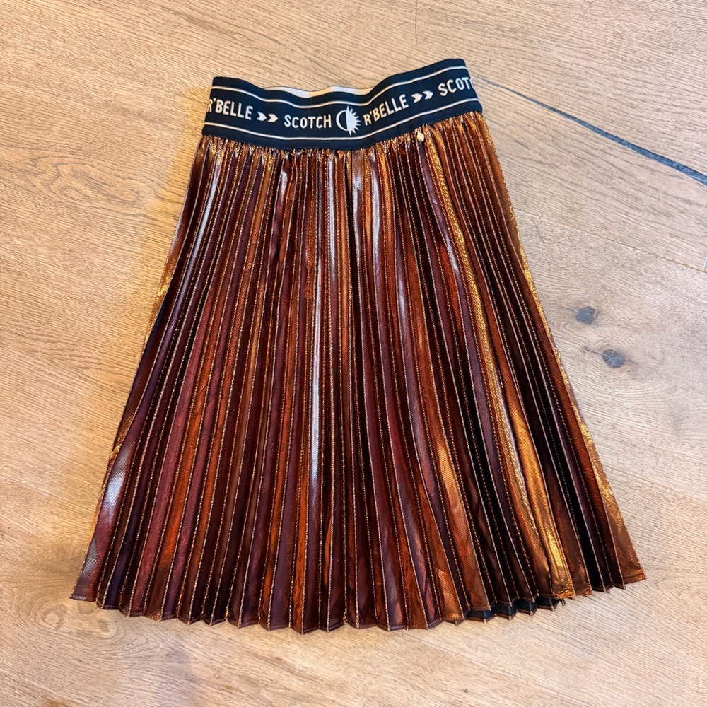 Scotch & Soda R'Belle Metallic Brown copper Pleated Skirt